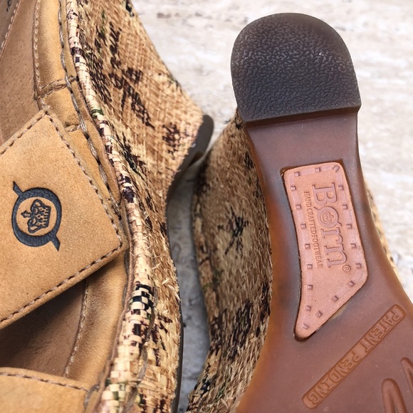 BORN Tropical Wedge Leather Strap Heeled Sandal - Picture 9 of 13